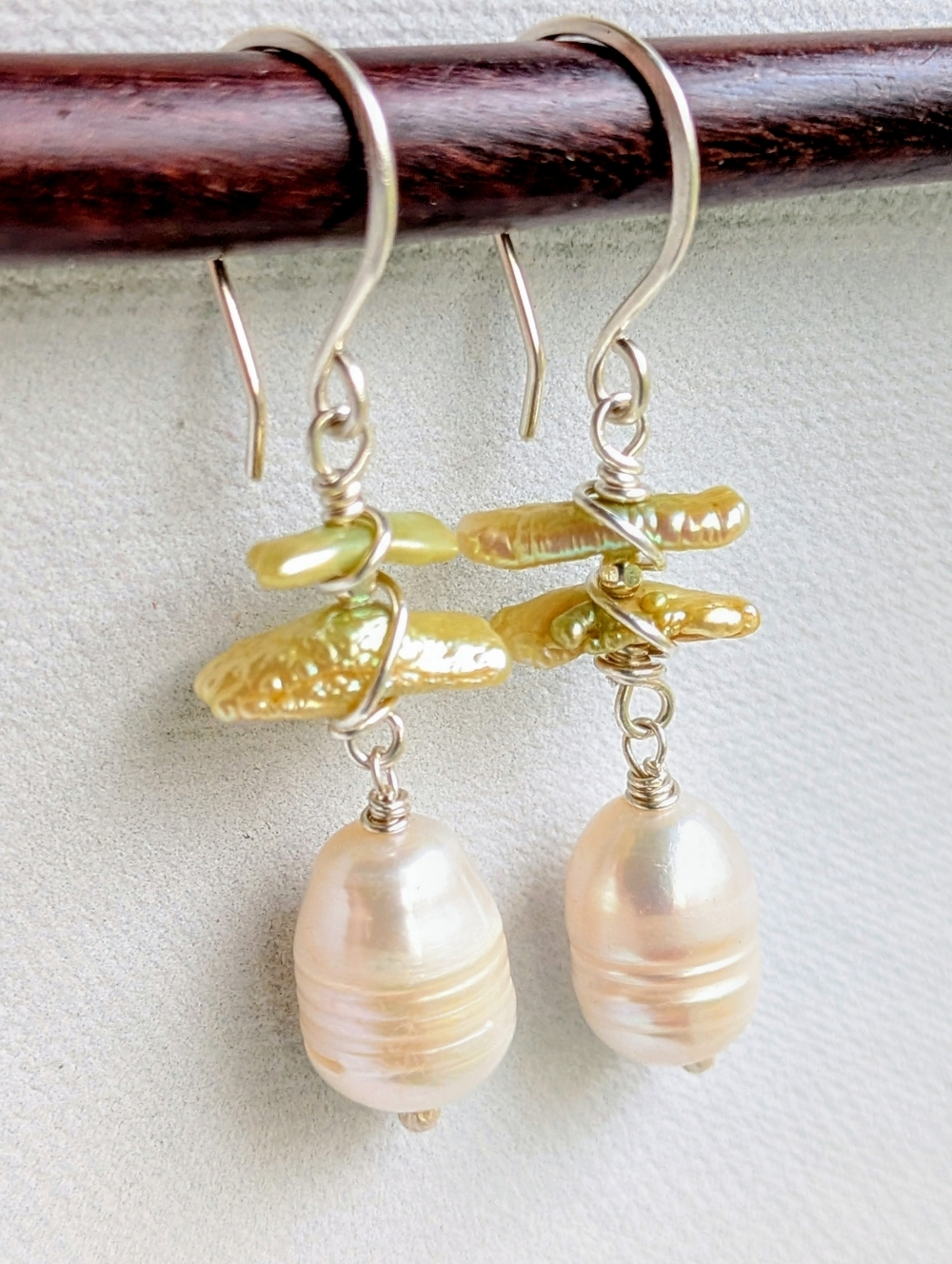 Luminous Fresh Water Pearl Earrings Genuine Sterling Silver Artisan Design